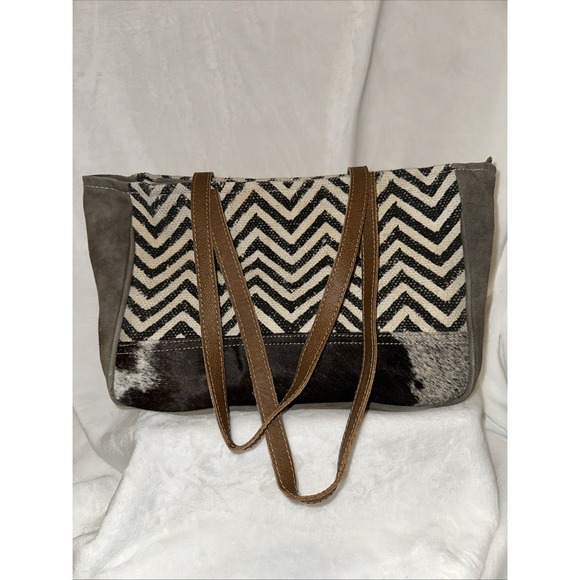 Myra Bag Handbags - Myra Bag Shoulder Purse Womens Hair On Hide Boho Bag Canvas Zipper Closure